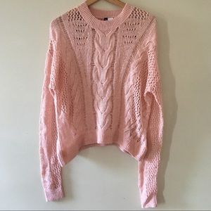CLOSET CLEAR OUT SALE - Blush pink knitted cable sweater